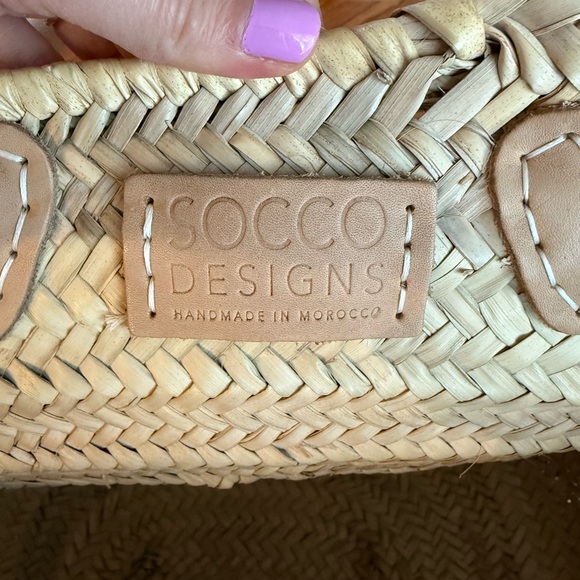 Extra Large Straw Woven Market Tote Bag - Socco Designs Morocco Tan Light Brown - Picture 6 of 12